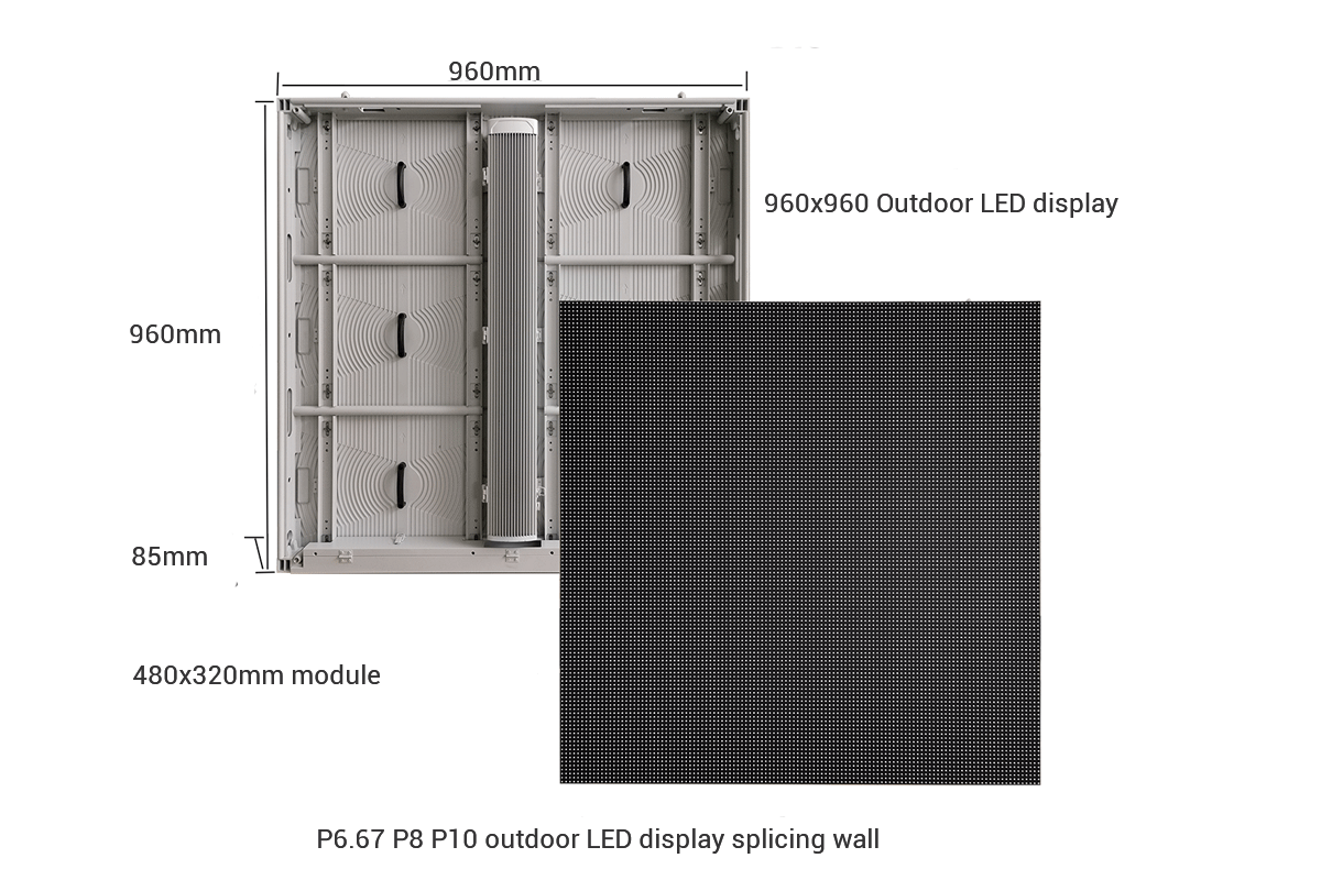 P4 P5 P6 P6.67 P8 P10 outdoor LED display splicing wall_CH96O03 Outdoor LED Display - 960x960mm Cabinets