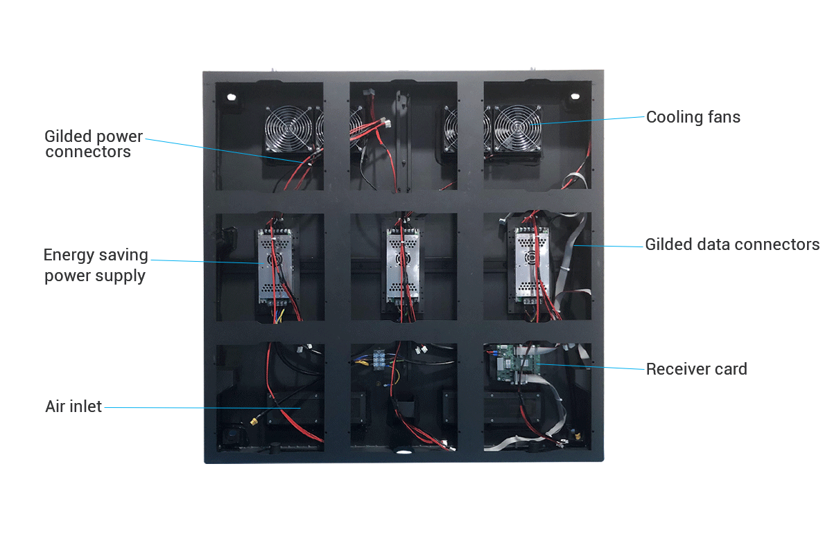 IP65 P4 P55.33 P6.67 P8 P10 960x960mm cabinet 320x320mm module full front maintenance outdoor LED display screen installation wiring