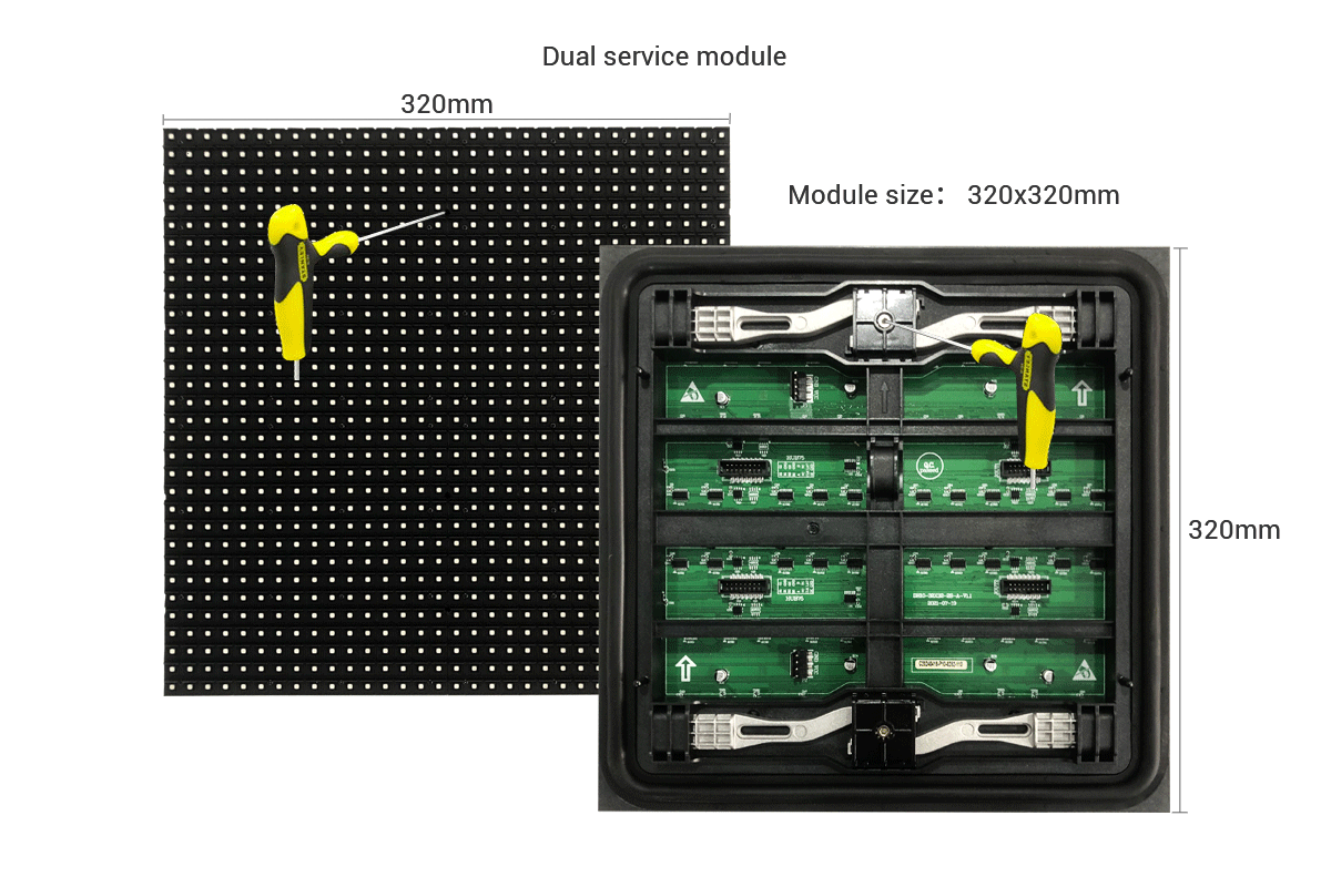 IP65 P4 P55.33 P6.67 P8 P10 Full front maintenance outdoor LED display video wall module size 320x320mm