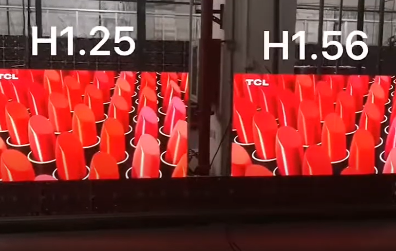 Comparison of indoor HD P1.25 and P1.56 LED display effects