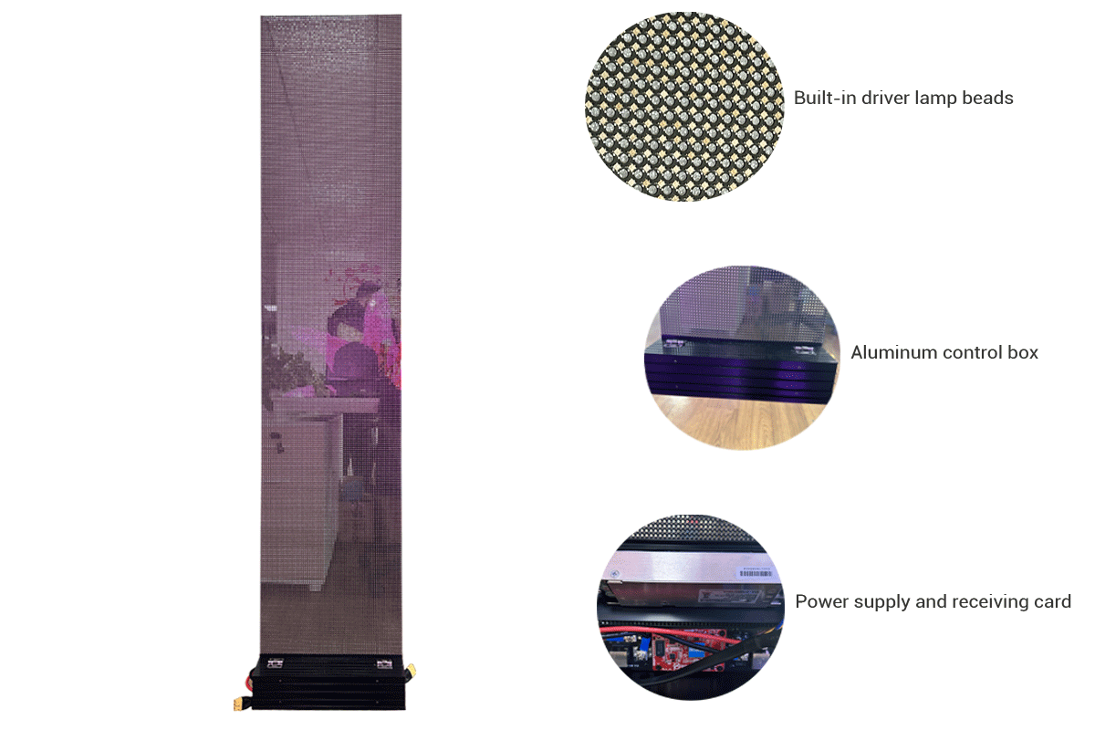 Holographic transparent curtain wall advertising video wall LED display aluminum cabinet, power supply and receiving card accessories - Creative LED display screen