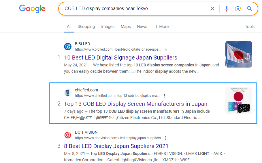 COB LED display companies near Tokyo